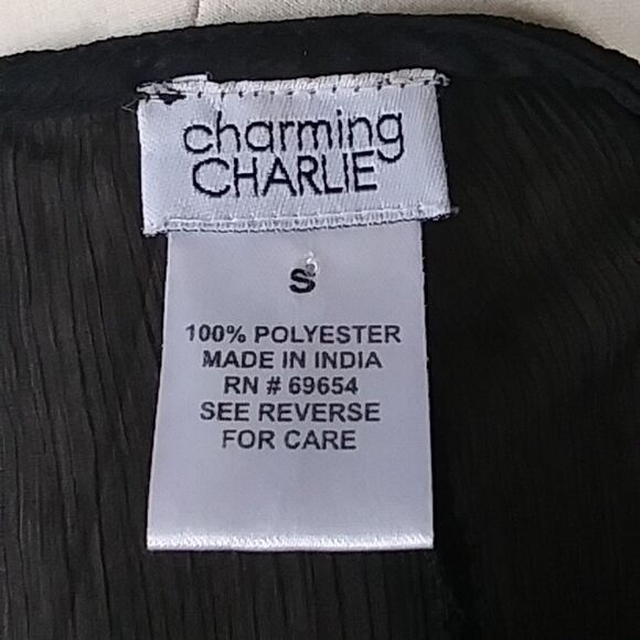 Charming Charlie Sheer Sparkly Gem Bead Embellished Black Blouse Size Small - Picture 10 of 10